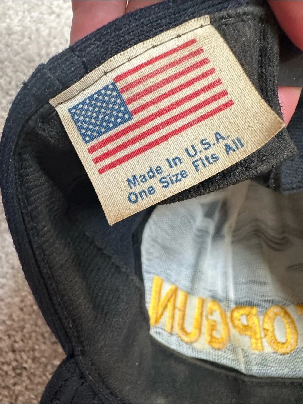 Vintage TOPGUN Embroidered Black Baseball Cap with Yellow Logo